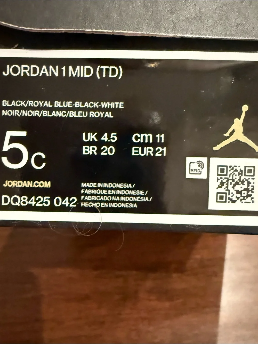 Jordan Kids High-Top Sneakers in Black and Royal Blue Size 5